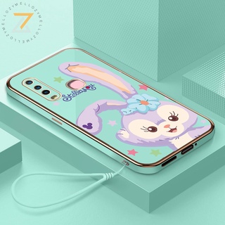 Zymello เคส Vivo Y17 Y15 Y12 Y11 V15 V17 V20 V21 เคสโทรศัพท์ซิลิโคน 6D ชุบโลหะแฟชั่นสายซิลิโคนกระต่ายน่ารัก