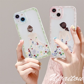 Upaitou Case🌞Compatible For iPhone 13 12 11 Pro Max X XR Xs Max 8 7 6 6s Plus SE 2020 เคสโทรศัพท์มือถือแบบนิ่ม TPU ใส กันกระแทก ลาย Beauty Back สําหรับ