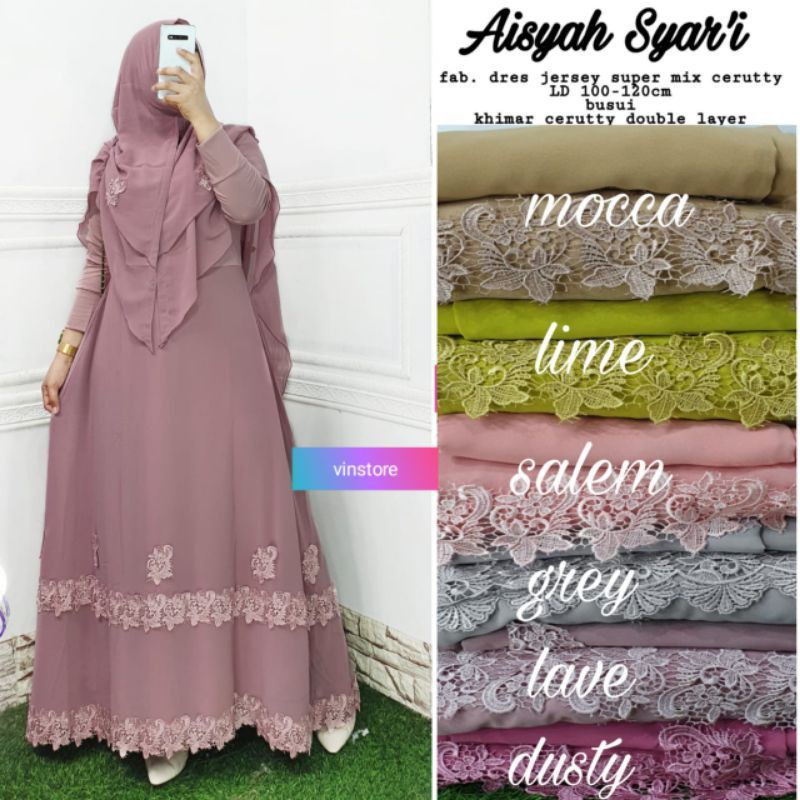 AISYAH SYARI SET // SYARI CERUTY SET HIJAB REALPICT