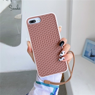 VANS เคสโทรศัพท์มือถือยาง แบบนิ่ม ลายวาฟเฟิล มีสายคล้อง สําหรับ Realme C21Y 5 5i 6i 6 7 8 Pro 7i C11 C12 C15 C25S C20