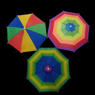 หมวกร่มสีรุ้ง,กันเเดด,กันฝน,พับได้