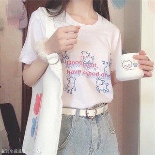 🔥พร้อมส่ง🔥 เสื้อยืดgood night มินิมอล 🐶🐶 ครบไซส์ S-2xl