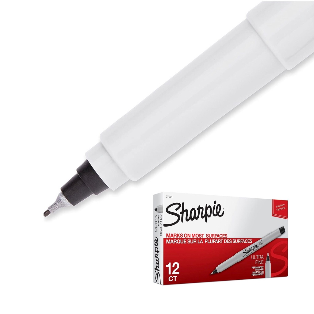 Sharpie ปากกาเคมี ปากกา Permanent Ultra Fine 0.3mm ชาร์ปี้ (แพ็ค 12 ด้าม) - สีดำ - รูปที่ 2