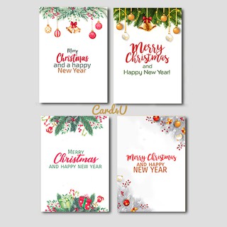 (พร้อมส่ง พร้อมซอง) การ์ดอวยพร วันคริสมาตร์ + ปีใหม่  "Christmas and New Year" มีให้เลือก 4 แบบ