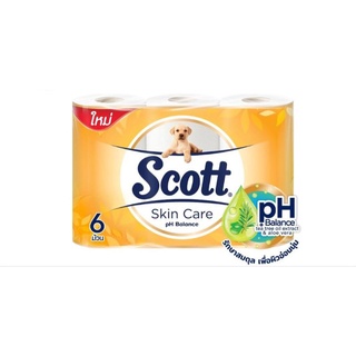 สก๊อตสกินแคร์ Scott skin care pH balance 6 ม้วน กระดาษทิชชู่ กระดาษชำระ กระดาษเช็ดอเนกประสงค์ สุขภัณฑ์ห้องน้ำ ห้องครัว