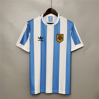 เสื้อกีฬาแขนสั้น ลายทีมชาติฟุตบอล Argentina home 1978 แนวเรโทร ไซซ์ S-XXL