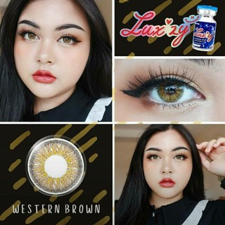 ⚡Luxzylens⚡Western Brown💥คอนแทคเลนส์mini💥คอนแทคเลนส์กรองแสง💥แถมฟรีตลับทุกคู่