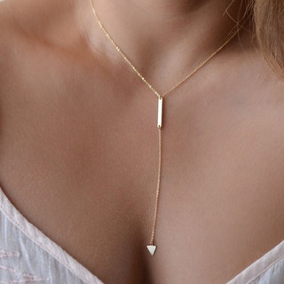 W[]-Women Necklace, Geometry Neck Chain, Triangle Pendant Clavicle Accessories Collar Collarbone Golden Tassels Ornament