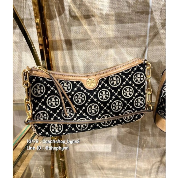 (ผ่อน 0%) 🇺🇸 แท้ 💯%❗TORY BURCH T Monogram Chenille Studio Shoulder Bag