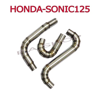 A ท่อ ข้อต่อ หม้อน้ำสแตนเลสแท้สำหรับ HONDA-SONIC125 หม้อน้ำเดิม สีดิบ ลาย งานสุดเทพ