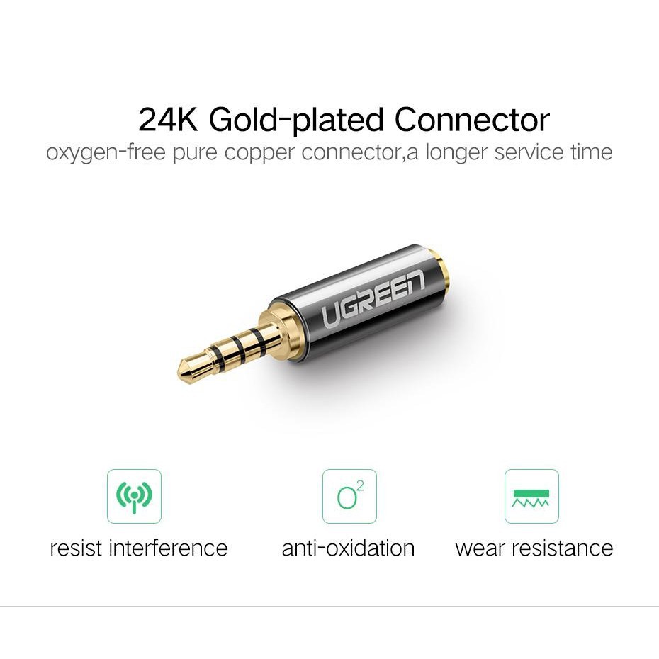 UGREEN รุ่น 20501 2.5mm Male to 3.5mm Female Stereo Audio Headphone Adapter Connector Converter For iPhone Mobile Phone