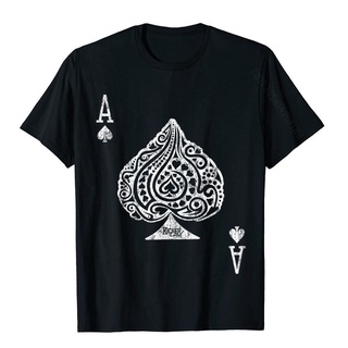 เสื้อยืดผ้าฝ้ายพิมพ์ลายขายดี เสื้อยืดคอกลม แขนสั้น พิมพ์ลาย Ace Of Spades Texas HoldEm Poker Playing Card ทรงหลวม สไตล์