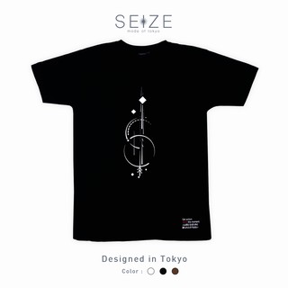 เสื้อยืดแขนสั้นคอกลม UNISEX SEIZE mode of tokyo ST96 Seize the morment ดำ/ขาว/เขียวขี้ม้า cotton100%