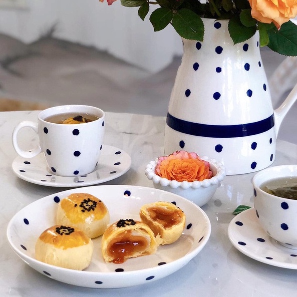 INDRA CERAMIC รวมชุดกาแฟพร้อมจานรอง กาน้ำชา แก้วลายจุด เซรามิกเข้าไมโครเวฟได้