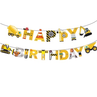 🔥พร้อมส่งจากไทย🔥 ป้ายธงวันเกิด โจรสลัด เรือ รถตัก รถแทคเตอร์ ธงราว ปาร์ตี้ วันเกิดเด็กชาย HAPPY BIRTHDAY Paper Banner