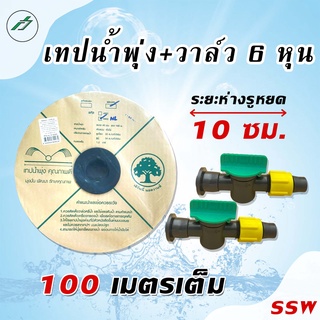 เทปน้ำพุ่ง+วาล์ว 2 ตัว 6 หุน (3/4 )  2 รู เอิร์นนี่ แอดวานซ์ (ต้นไม้) ยาว 100 เมตร