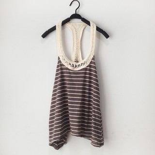 color thread เสื้อกล้ามลายขวาง ถักรอบแขนและคอ ผ้าบาง ใส่สบาย