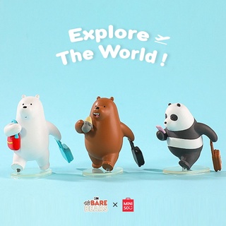 หมีจอมป่วน โมเดล 3 หมี MINISO กล่องสุ่ม กล่องสุ่มโมเดล We Bare Bears Go to Travel Figure Blind Box ลิขสิทธิ์แท้ ตุ๊กตาหม