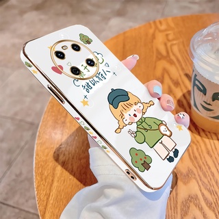 สําหรับ Huawei Mate 40 Pro Mate 30 Pro Mate 20 Pro Mate 20 X การ์ตูนน่ารัก สีเขียว สาวน้อย หวาน เคสนิ่ม ขอบสี่เหลี่ยม เคสหรูหรา ชุบ TPU เคสโทรศัพท์