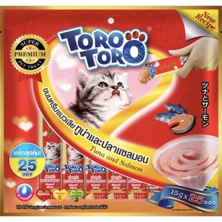 Toro Toro โทโร โทโร่ ขนมครีมแมวเลีย#ขนมแมวเลีย Nekko แมวเลีย ซองใหญ่ (15 g x 24-25 ชิ้น)