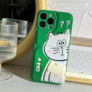 เคส สำหรับ ไอโฟน เคสซิลิโคน 13 promax  เคสนิ่ม เนื้อซิลิโคน สำหรับ iPhone 11 12 Catพื้นเขียว TPU-R1783