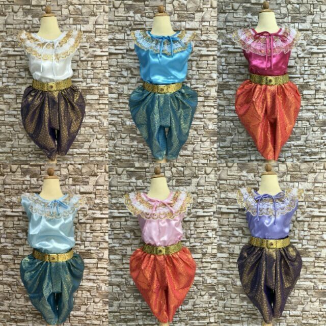 👉ระบุสีที่ช่องแชท👈ชุดไทยเด็กหญิง แม่พลอยคู่โจงผ้าตาด (ไม่รวมเข็มขัด!)