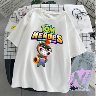 เสื้อแฟชั่นผญ เสื้อยืดสีขาวผู้ชาย หนาใส่สบายๆเสื้อยืด พิมพ์ลาย My TALKING TOM HEROES เสื้อคนอ้วนผญ