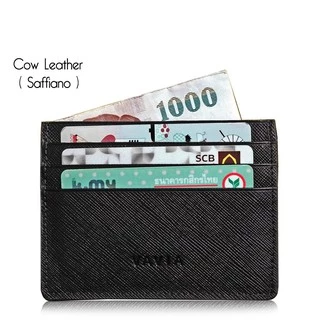 สินค้าไทยของแท้พร้อมส่ง Vavia Card Holder ซองใส่บัตรหนังวัวแท้สีดำ มีช่องใส่บัตร 7 ช่อง ทนทานใช้งานได้นาน