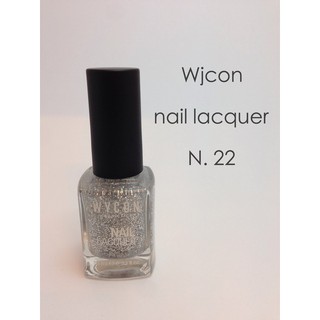 (พร้อมส่ง) สีทาเล็บ Wjcon nail lacquer N.22 สีใสผสมกลิตเตอร์สีเงิน สีสวย ติดทนนาน