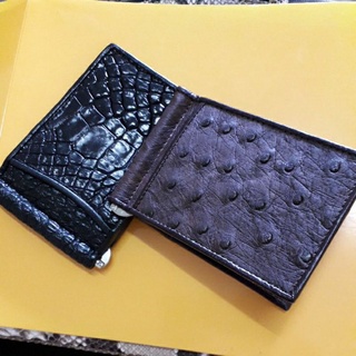 กระเป๋าMoney clipของแท้ใหม่  ostrich and crocodile skin 2 pcs