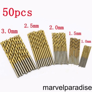 50pcs Drill Bit HSS Co Steel Titanium Straight Shank Twist Hand Drill 1 0-3 0mm