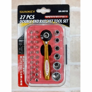 Sunkey บล็อกชุดรู ¼” และดอกไขควง 27ตัวชุด Sk-901B บล็อกชุด Made in Taiwan