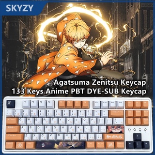 133 คีย์ Agatsuma Zenitsu Keycap Cherry Profile Demon Slayer อะนิเมะ PBT DYE-SUB คีย์บอร์ดแบบกลไก Keycap