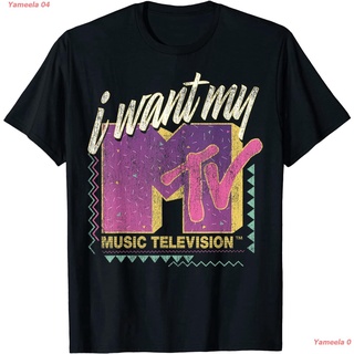 [2022]ผ้าฝ้ายคอกลม MTV I Want My MTV 90s Retro Colorful Logo Graphic T-Shirt เสื้อยืดผู้ชาย ดพิมพ์ลาย ดผ้าเด้