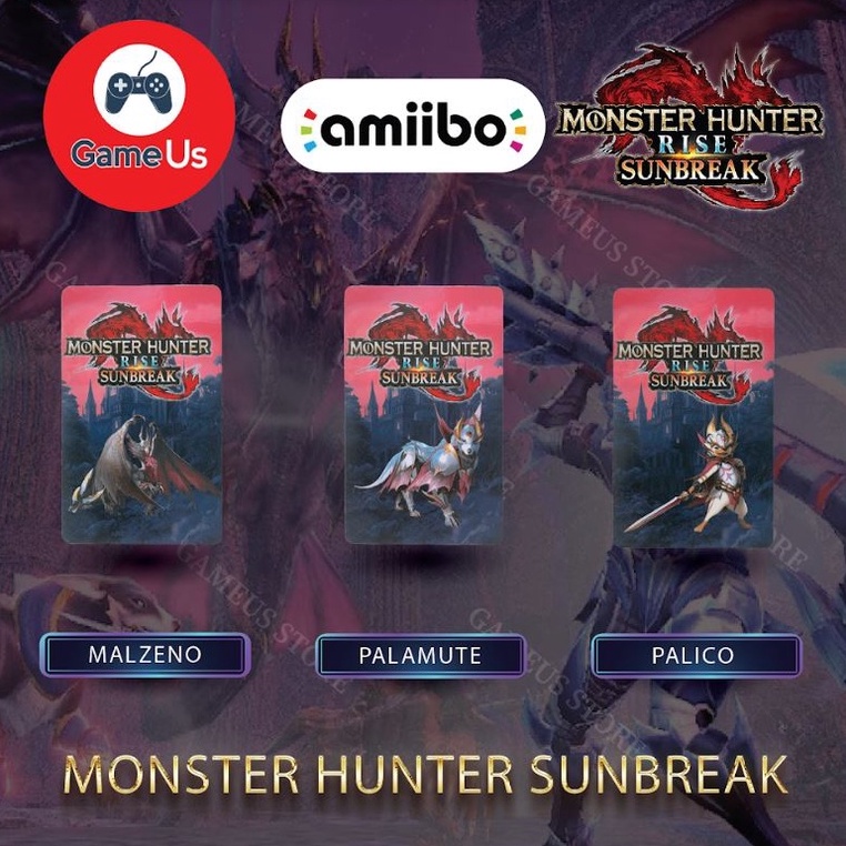 ชุด 3 เกม Amiibo Monster Hunter Rise Sunbreak Nintendo Switch การ ์ ด