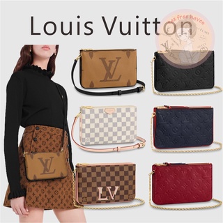 Shopee ราคาต่ำสุด 🔥ของแท้ 100% 🎁Louis Vuitton Brand New LV DOUBLE ZIP POCHETTE Bag