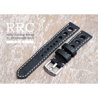 สายนาฬิกาหนังแท้ Black Rallye strap racing strap 20มม 22 มม 24 มม watch strap สายนาฬิกา พร้อมบัคเคิล