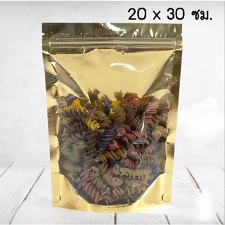 ถุงซิปล็อค หน้าใส หลังทอง ตั้งได้ 20x30ซม [50ใบ]