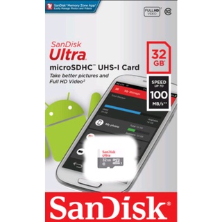 SD Card SanDisk MicroSDHC Utlra ความเร็ว100MB/S ความจุ32 GB