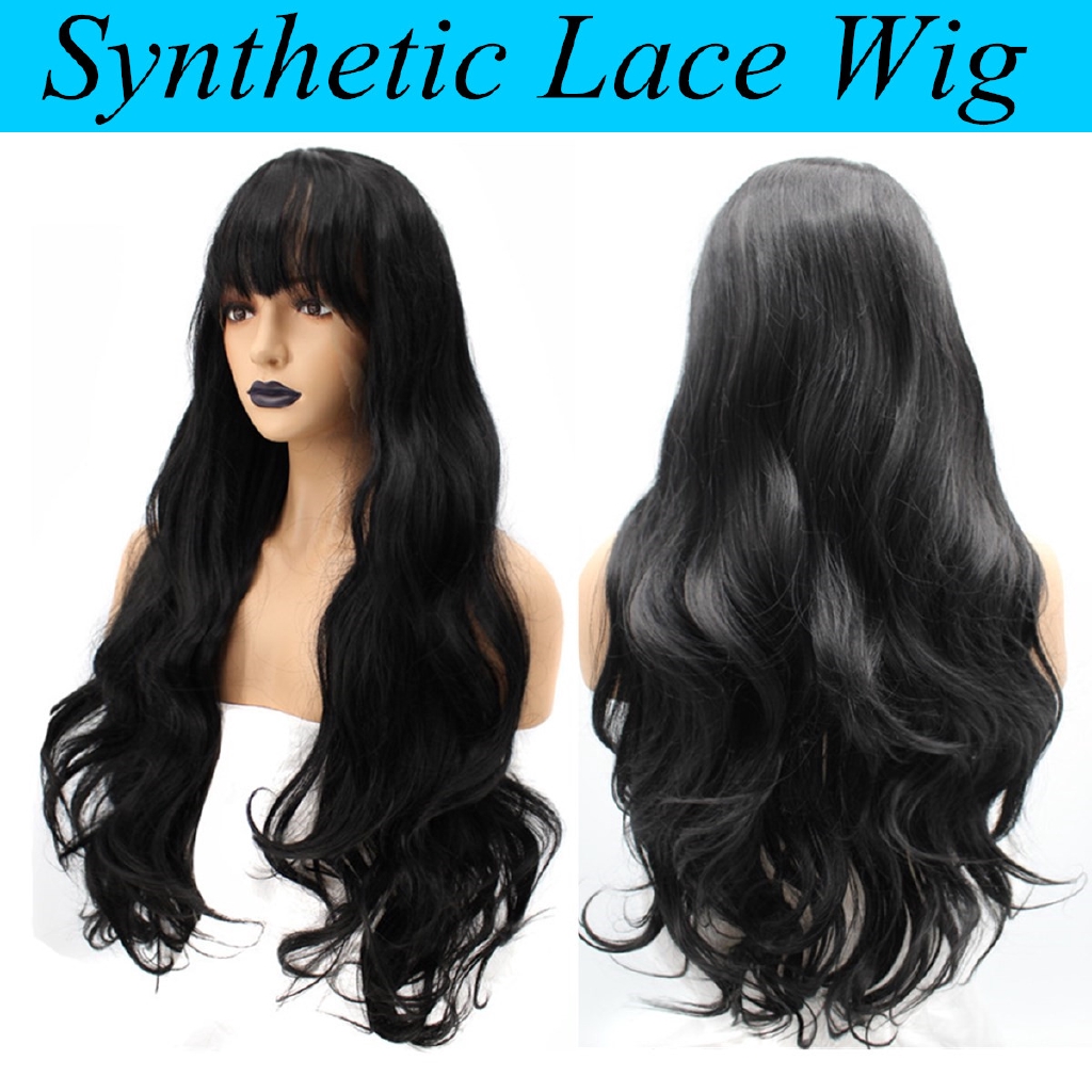 22 26 Inches Long Curly Hair Wig Loose Wave Wigs Black Synthetic