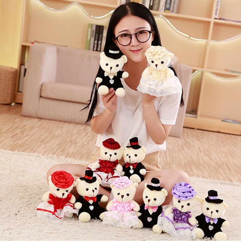 ตุ๊กตาหมีเท็ดดี้ ขนาดใหญ่ 20 ซม. 2 ชิ้น สําหรับของขวัญวาเลนไทน์ งานแต่งงาน