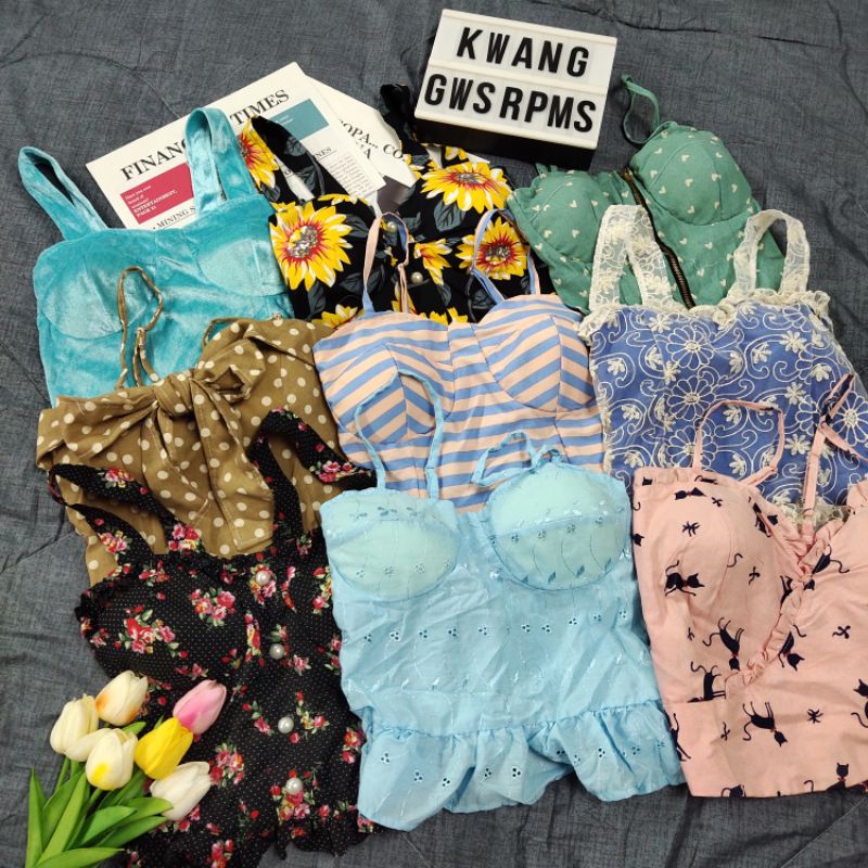 GW | เสื้อครอปสายเดี่ยวอกเสริมฟองน้ำสำหรับสาวตัวเล็กสายแซ่บ