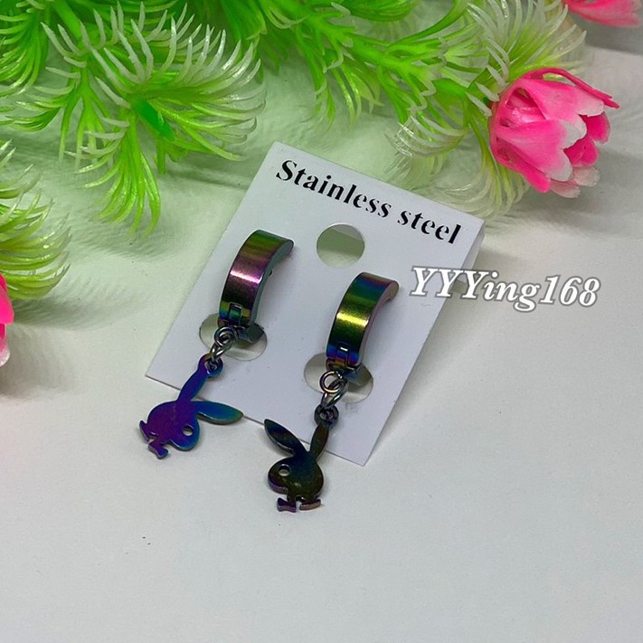 ต่างหู ต้องเจาะหู ตุ้มหู จิว ไม้กางเขน Cross Huggie Earrings for Men Stainless Steel Earing Punk Mal