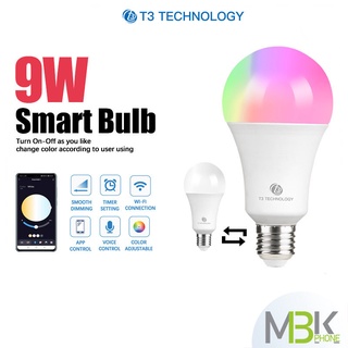 หลอดไฟ T3 Smart Bulb-Wifi รุ่น101 หลอดไฟอัจฉริยะ เกลียว E27 9W หลอดไฟLED ปรับสีมากถึง 16 ล้านสี รองรับ Google Assistant