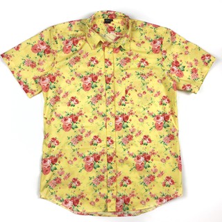 เสื้อเชิ้ตผู้ชายลายดอกสีเหลือง / เสื้อเชิ้ตผู้ชายลำลอง เสื้อเชิ้ตผู้ชายทำงาน เสื้อเชิ้ตผู้ชาย เสื้อเชิ้ตผู้ชายแขนสั้น