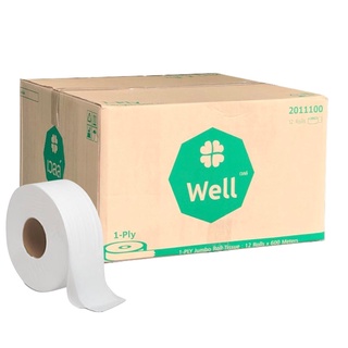 WELL Jumbo Roll Tissue 1-Ply MASSWELL JRT-W20111 600m. (12rolls) กระดาษทิชชู WELL Jumbo Roll Tissue 1-Ply MASSWELL JRT-W