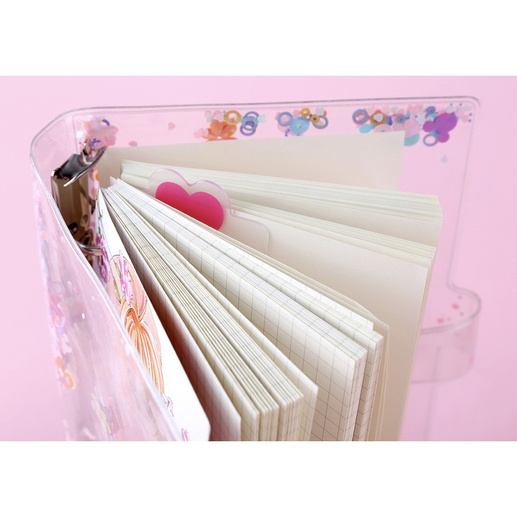 ไม้บรรทัดแพลนเนอร์ หัวใจชมพู  💕 Heart 6 รู Holes Planner Ruler Dividers Refill Divider Index Bookmark A6/A5 mimisplan - รูปที่ 7