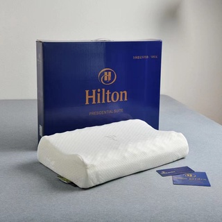 Hilton หมอนหนุนเพื่อสุขภาพ หมอนยางพารา มี 2 ระดับแถมกล่อง Orthopedic Latex Memory Foam Massage Pillow Neck Support