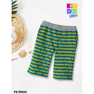KiddeeCrew กางเกงขาสั้นสีเขียวจุดม่วง  Green stripe Shorts เหมาะสำหรับอายุ 1-10 ปี