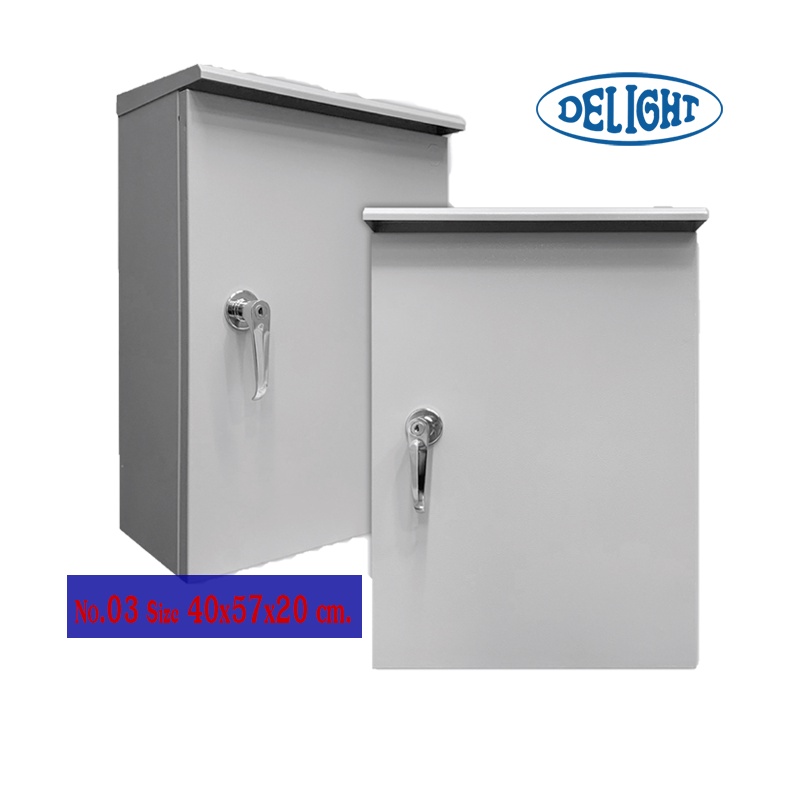 DELIGHT ตู้ไฟกันน้ำ แบบมีหลังคา IP44 สีเทา SMED WP เบอร์03 ขนาด(ซม) 40x57x20